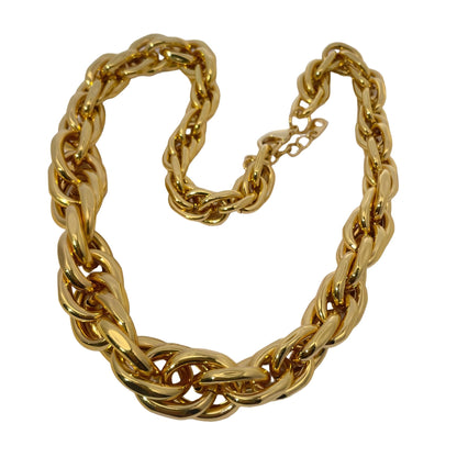 Warm Fortune Cuban Link Chain Necklace,18 Inch Gold Plated, Hip Hop Jewelry for Men Women,Unisex Oval Knot Choker,Street Style Fashion Gift