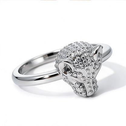 Warm Fortune Leopard Head Promise Ring for Her - 18K Gold Plated Cubic Zirconia, Stackable Gift Valentine's Day, Fashion & Daily Elegant Wear, Adjustable
