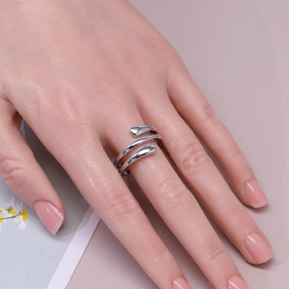 Warm Fortune Double Twist Open Band Ring for Women - 18K Silver Plated Minimalist Stackable Ring, Daily Casual Jewelry Gift, Size 5-8