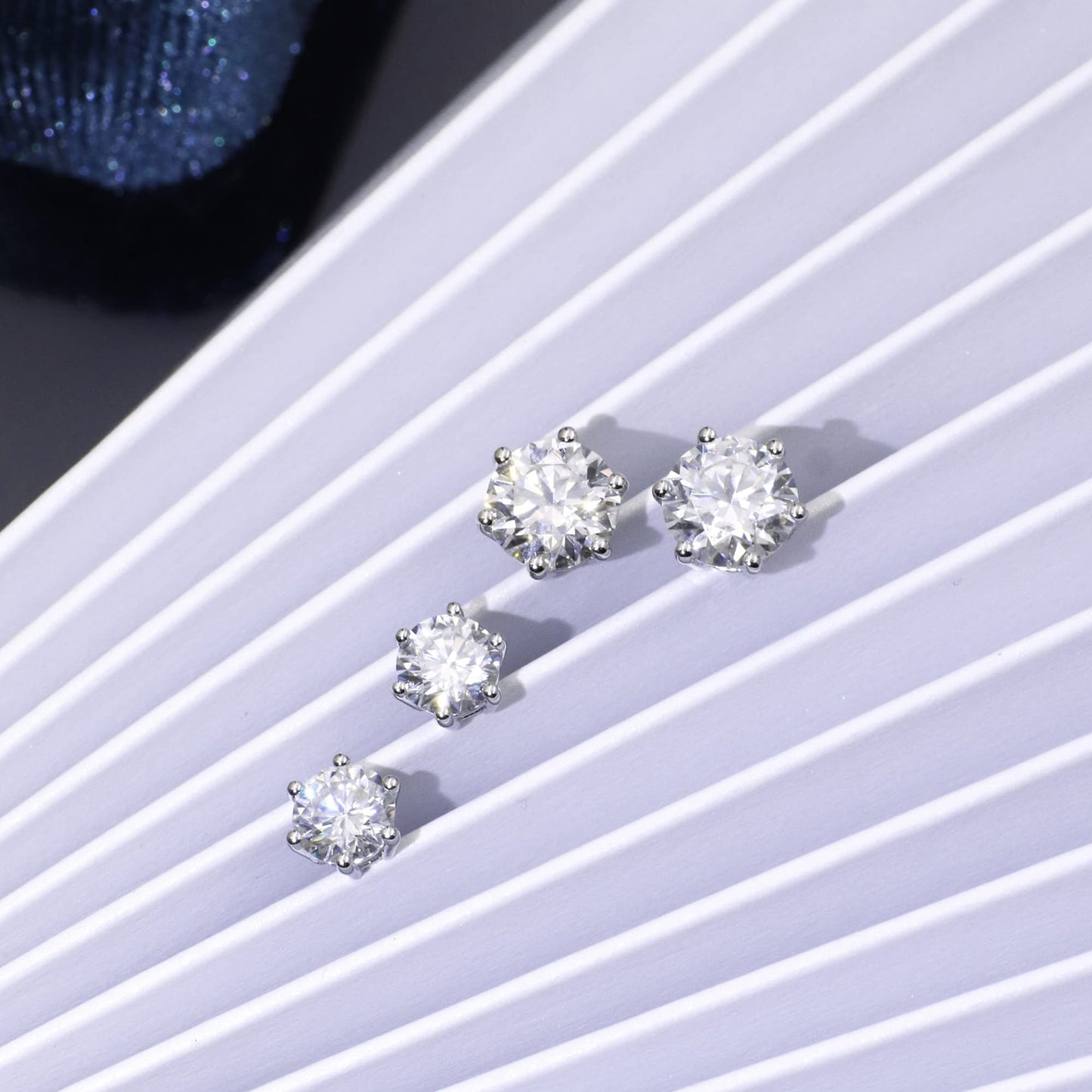 Warm Fortune Moissanite Stud Earrings for Women, 0.5/1.0ct DE VVS Lab Created, 6-Prong Brilliant Round Cut Solitaire, 925 Sterling Silver with 18K White Gold Plated Hypoallergenic