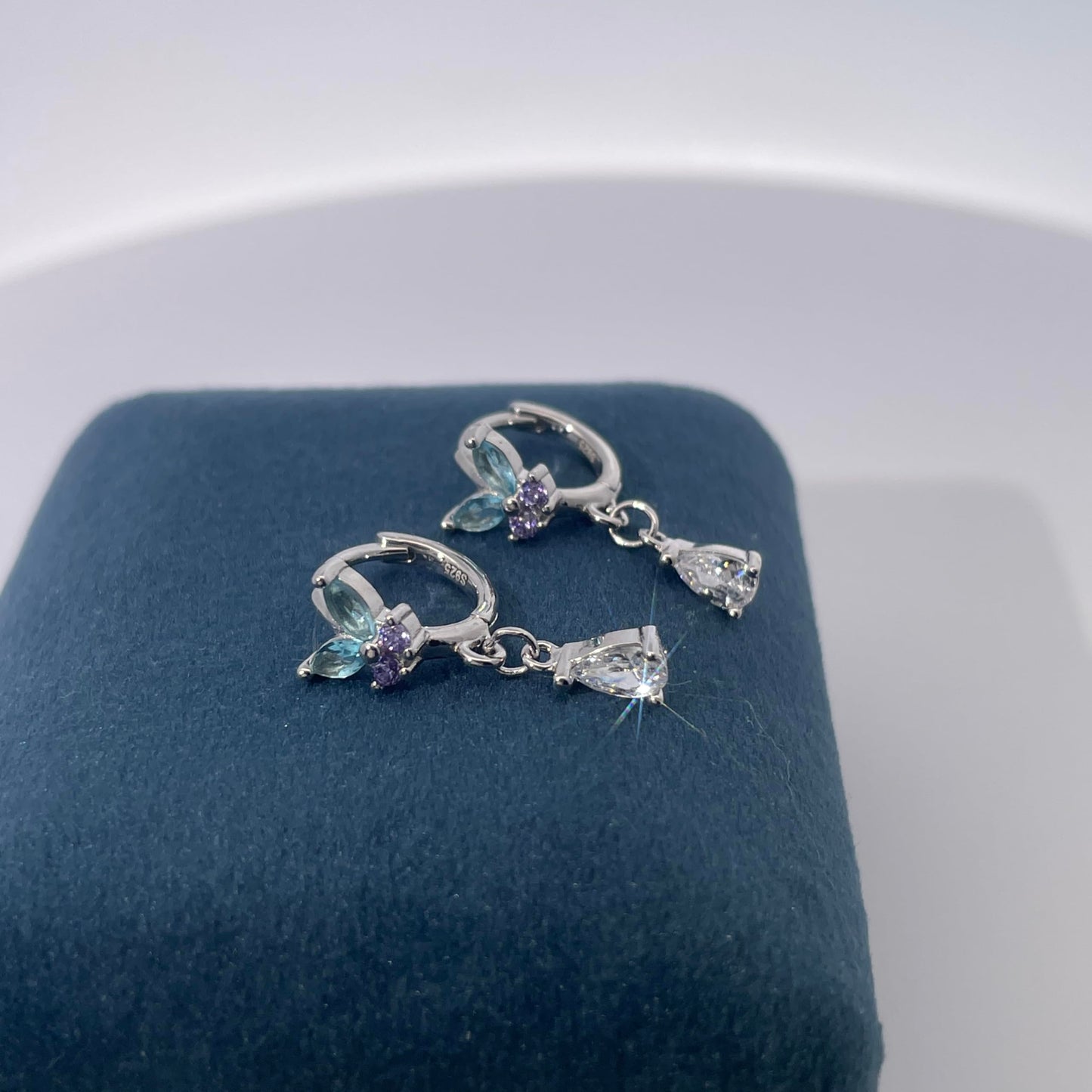 Warm Fortune Cubic Zirconia Drop Earrings for Women,925 Sterling Silver with 18K White Gold Plated Hypoallergenic