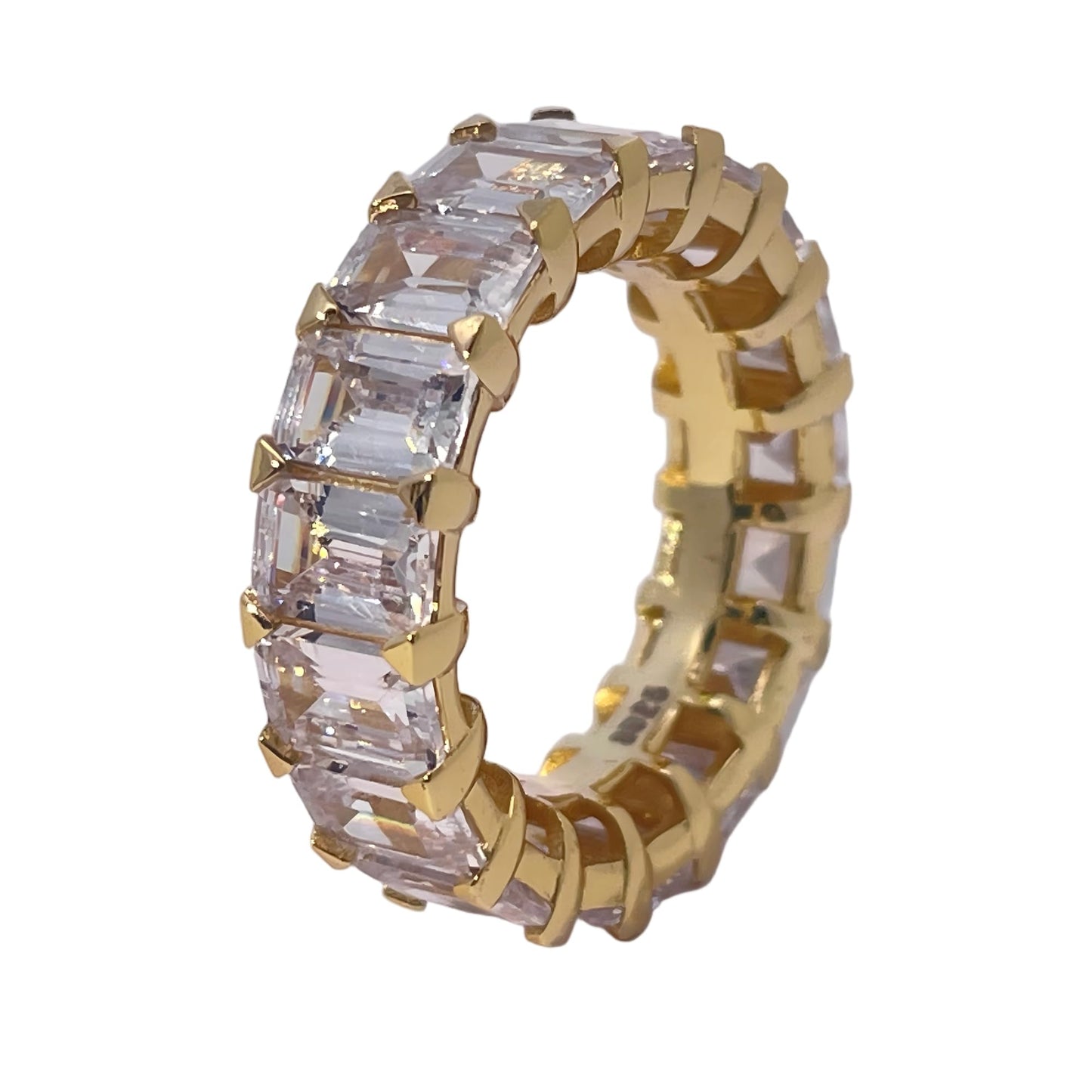 Warm Fortune Cubic Zirconia Band Style Ring for Women, 925 Sterling Silver with 18K Gold Plated Anniversary Ring, Gift for Her Promise Ring