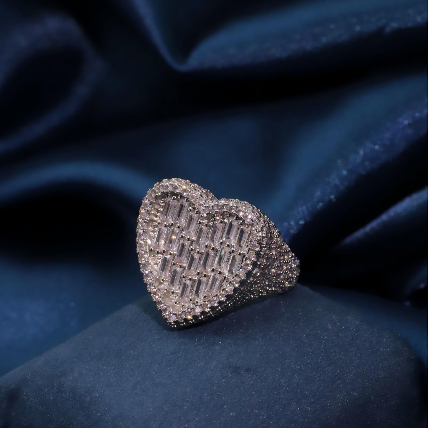 Warm Fortune Iced Out Heart Pinky Rings for Men & Women, 18K Gold Plated Cubic Zirconia Bling Bling Hip Hop Fashion Jewelry - Size 7-9
