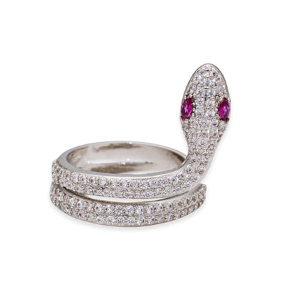 Warm Fortune Snake Promise Ring for Her - 18K Gold Plated Cubic Zirconia, Stackable Gift Valentine's Day, Fashion & Daily Elegant Wear, Adjustable