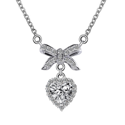 Warm Fortune Moissanite Pendant Necklace for Women, 0.5/1.0 ct DE VVS, 18K White Gold Plated Sterling Silver, 16 inch + 2inch Chain