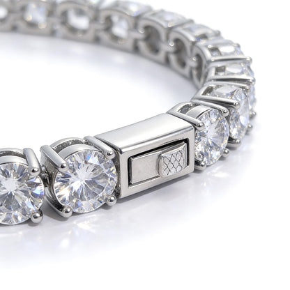 Warm Fortune Classic Round Stone Tennis Bracelet for Women, White Gold Plated, Clear CZ, 7 Inch, Single Row Stone Design