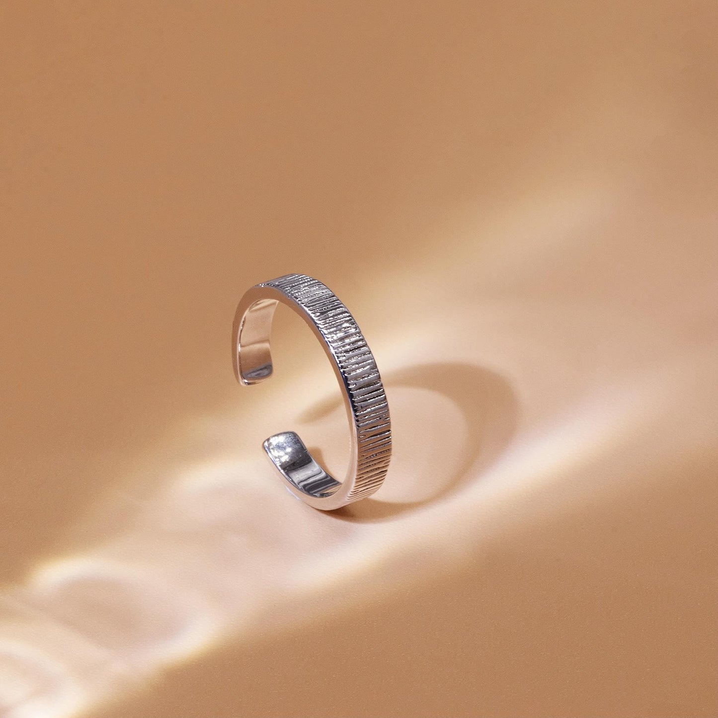 Warm Fortune Textured Statement Ring for Women, 18K Gold Plated Adjustable Open Band, Dainty Hammered Stackable Ring, Minimalist Everyday Jewelry Gift