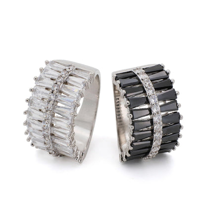 Warm Fortune Baguette Eternity Ring for Her - 18K Gold Plated Cubic Zirconia, Anniversary & Valentine's Day Gift, Timeless Promise & Wedding Jewelry, Size 8-8.5