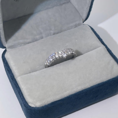 Warm Fortune Cubic Zirconia Band Style Ring for Women, 925 Sterling Silver with 18K Gold Plated Anniversary Ring, Gift for Her Promise Ring