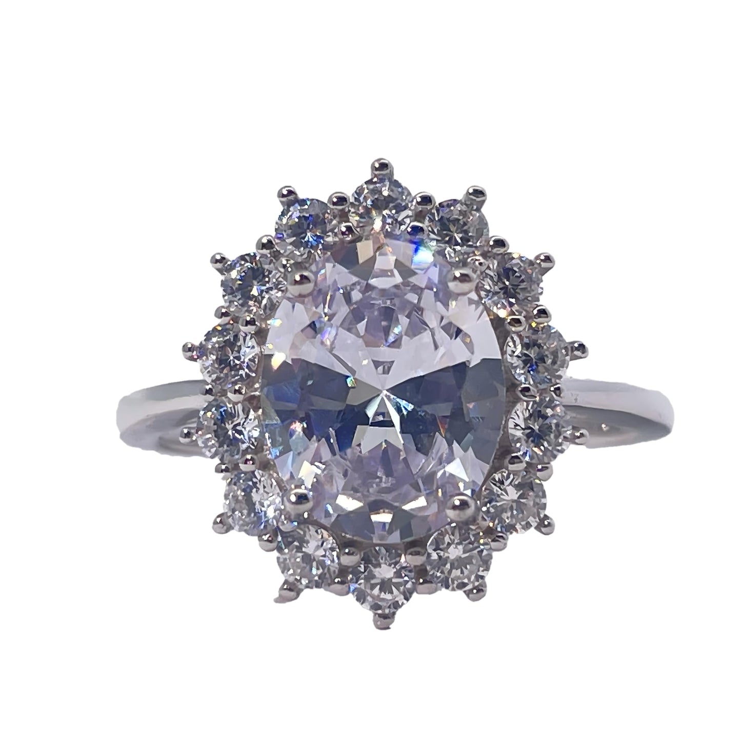 Warm Fortune Cubic Zirconia Engagement Ring for Women, 925 Sterling Silver with 18K White Gold Plated Anniversary Ring, Gift for Her Promise Ring