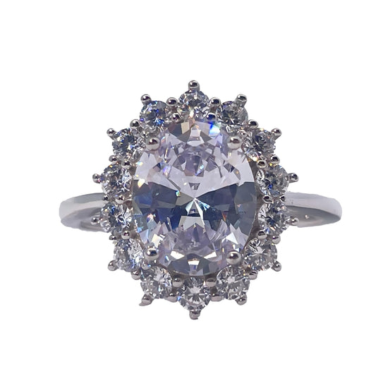 Warm Fortune Cubic Zirconia Engagement Ring for Women, 925 Sterling Silver with 18K White Gold Plated Anniversary Ring, Gift for Her Promise Ring