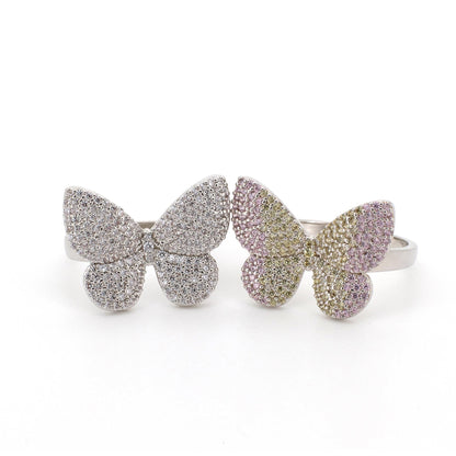 Warm Fortune Butterfly Promise Ring for Her - 18K Gold Plated Cubic Zirconia, Fashion Statement Jewelry for Women, Size 8
