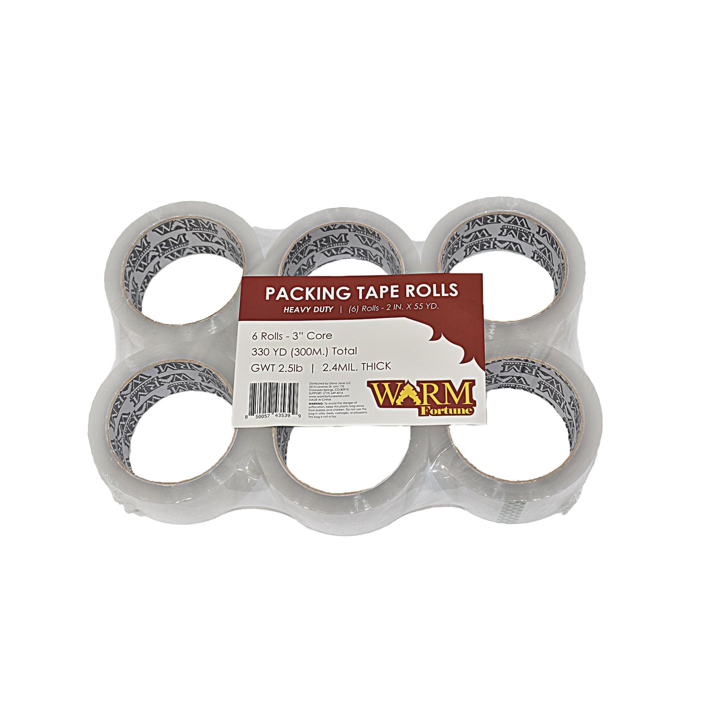 Carton Sealing Clear Packing Tape Box Shipping (6 Rolls) /  2”x55YD, 2.4mil