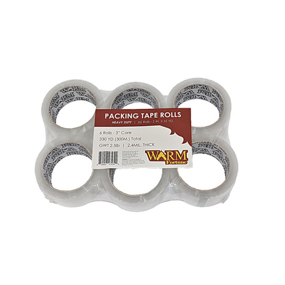 Carton Sealing Clear Packing Tape Box Shipping (6 Rolls) /  2”x55YD, 2.4mil
