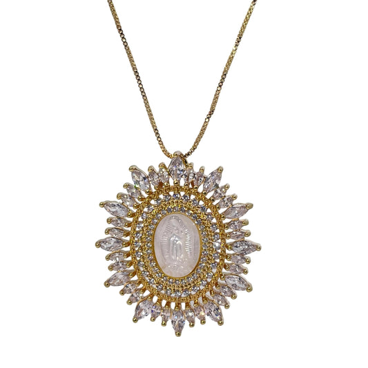 Warm Fortune Cubic Zirconia Pendant Necklace for Women,18K Gold Plated,18 inch + 2inch Chain