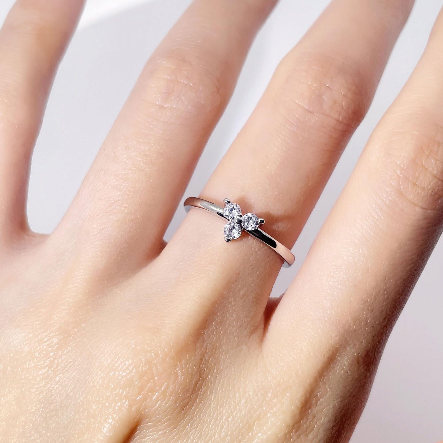 Warm Fortune Trinity Promise Ring for Her - 18K Gold Plated Cubic Zirconia, Minimalist Everyday Fashion Jewelry, Adjustable