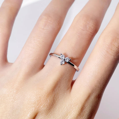 Warm Fortune Trinity Promise Ring for Her - 18K Gold Plated Cubic Zirconia, Minimalist Everyday Fashion Jewelry, Adjustable