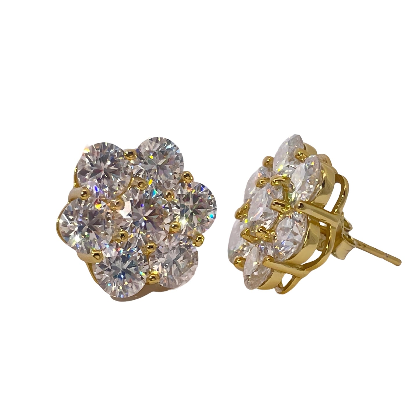 Warm Fortune Cubic Zirconia Stud Earrings for Women, 925 Sterling Silver with 18K White Gold Plated Hypoallergenic