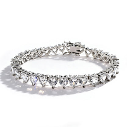 Warm Fortune Pear Stone Tennis Bracelet for Women, White Gold Plated, Clear CZ, 7 Inch, Graduated Pear Stone Design