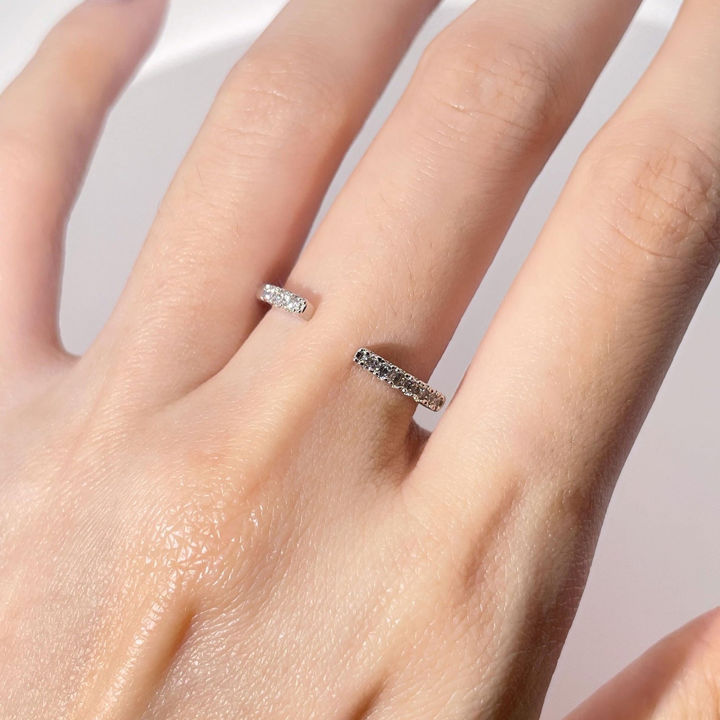 Warm Fortune Open Cuff Stackable Ring for Women, 18K Gold Plated  Two-End Pave Cubic Zirconia Dainty Adjustable Fashion Band