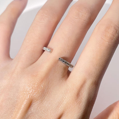 Warm Fortune Open Cuff Stackable Ring for Women, 18K Gold Plated  Two-End Pave Cubic Zirconia Dainty Adjustable Fashion Band