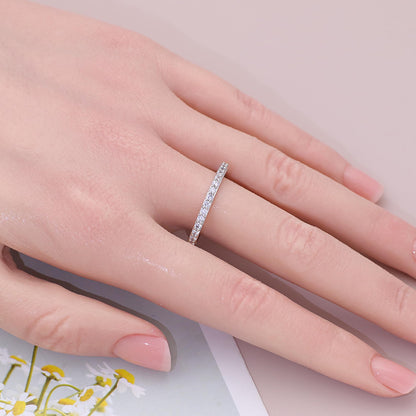 Warm Fortune Half Round Eternity Ring for Her - 18K Gold Plated Cubic Zirconia, Anniversary & Valentine's Day Gift, Timeless Promise & Wedding Jewelry, Size 5-8