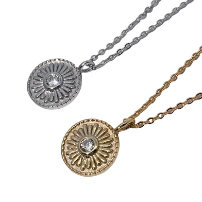 Warm Fortune Cubic Zirconia Pendant Necklace for Women,18K Gold Plated Sterling Silver, 18 inch + 2inch Chain