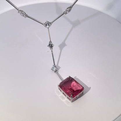 Warm Fortune Cubic Zirconia Pendant Necklace for Women,18K White Gold Plated,18 inch + 5inch Chain