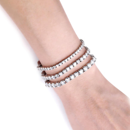 Warm Fortune Moissanite Diamond Tennis Bracelet for Women, 5.2-17ct Lab Created Diamond, 3/4/5mm DE VVS, 18K White Gold Plated , Gift for Her, Size 6.5/7 Inch