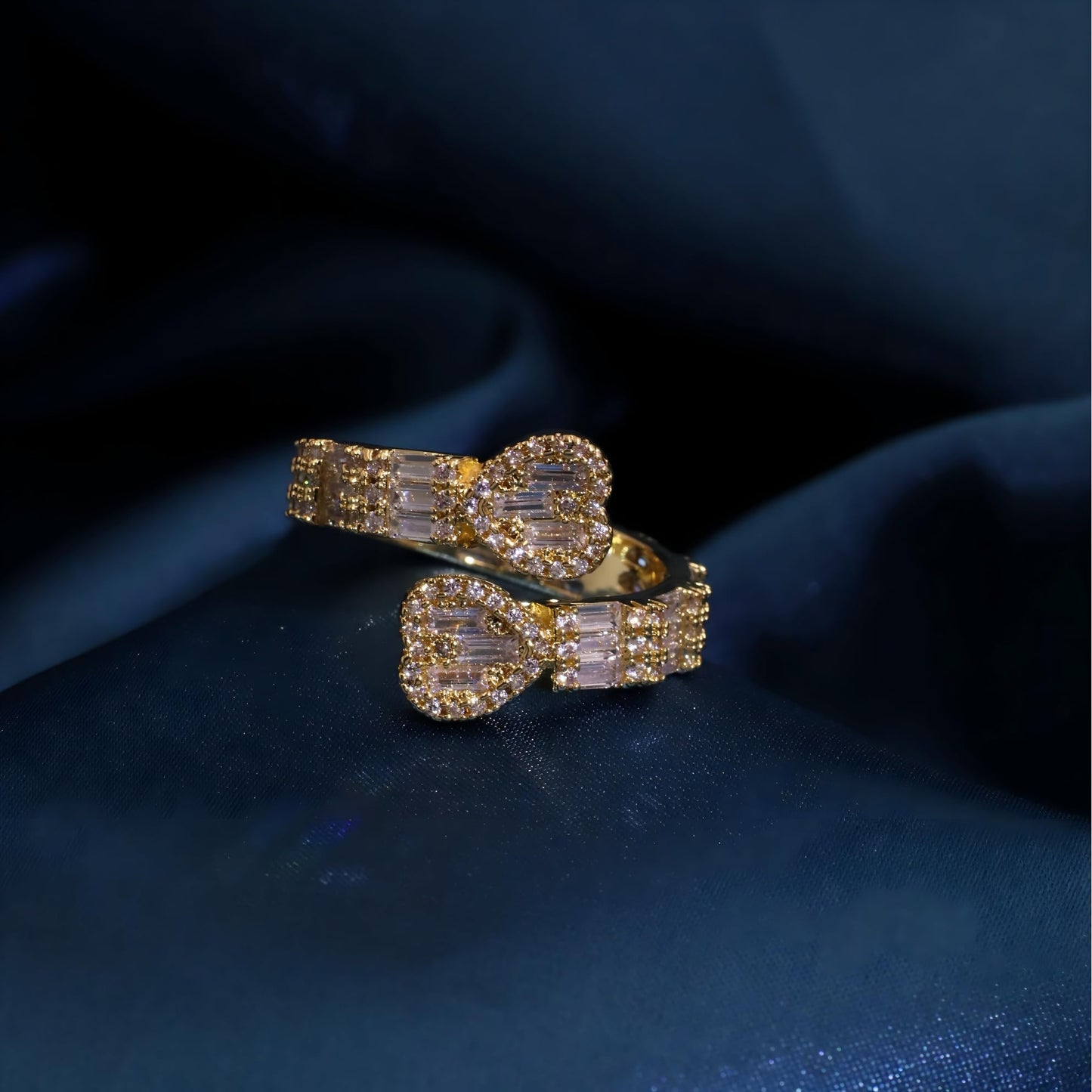 Warm Fortune Gold Plated Cubic Zirconia Band Ring, Hip Hop Street Style For Man or Women Fashion Jewelry