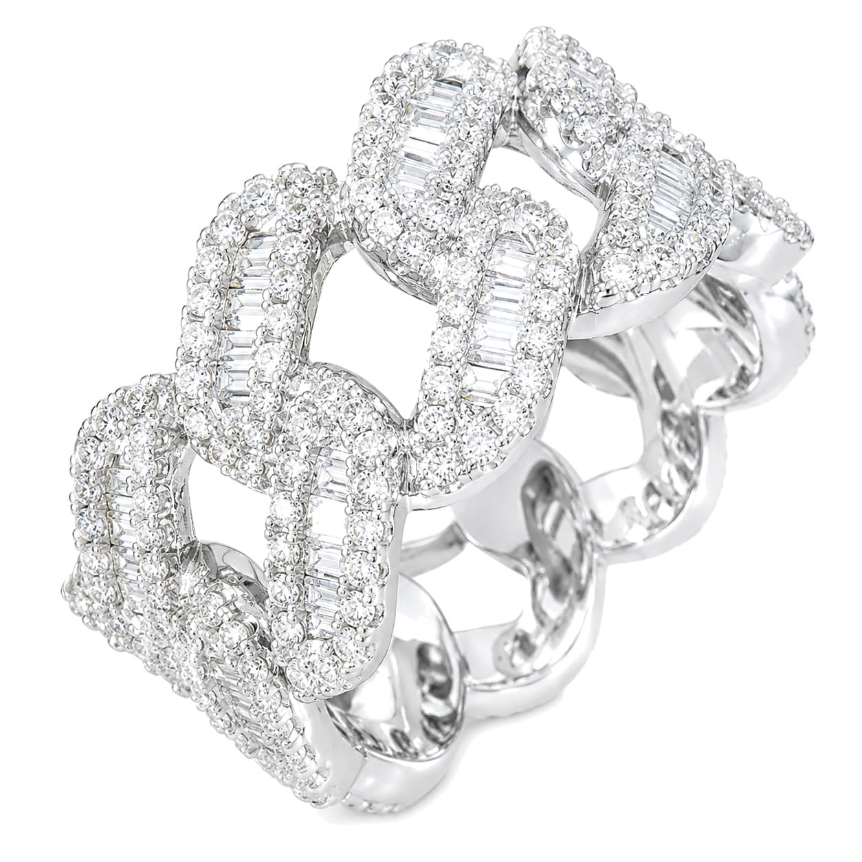 Warm Fortune Cuban Link Pave Promise Ring for Her - 18K Gold Plated Cubic Zirconia, Stackable Gift Valentine's Day, Fashion & Daily Elegant Wear, Size 6-10