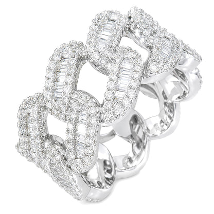 Warm Fortune Cuban Link Pave Promise Ring for Her - 18K Gold Plated Cubic Zirconia, Stackable Gift Valentine's Day, Fashion & Daily Elegant Wear, Size 6-10