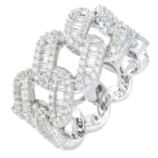 Warm Fortune Cuban Link Pave Promise Ring for Her - 18K Gold Plated Cubic Zirconia, Stackable Gift Valentine's Day, Fashion & Daily Elegant Wear, Size 6-10
