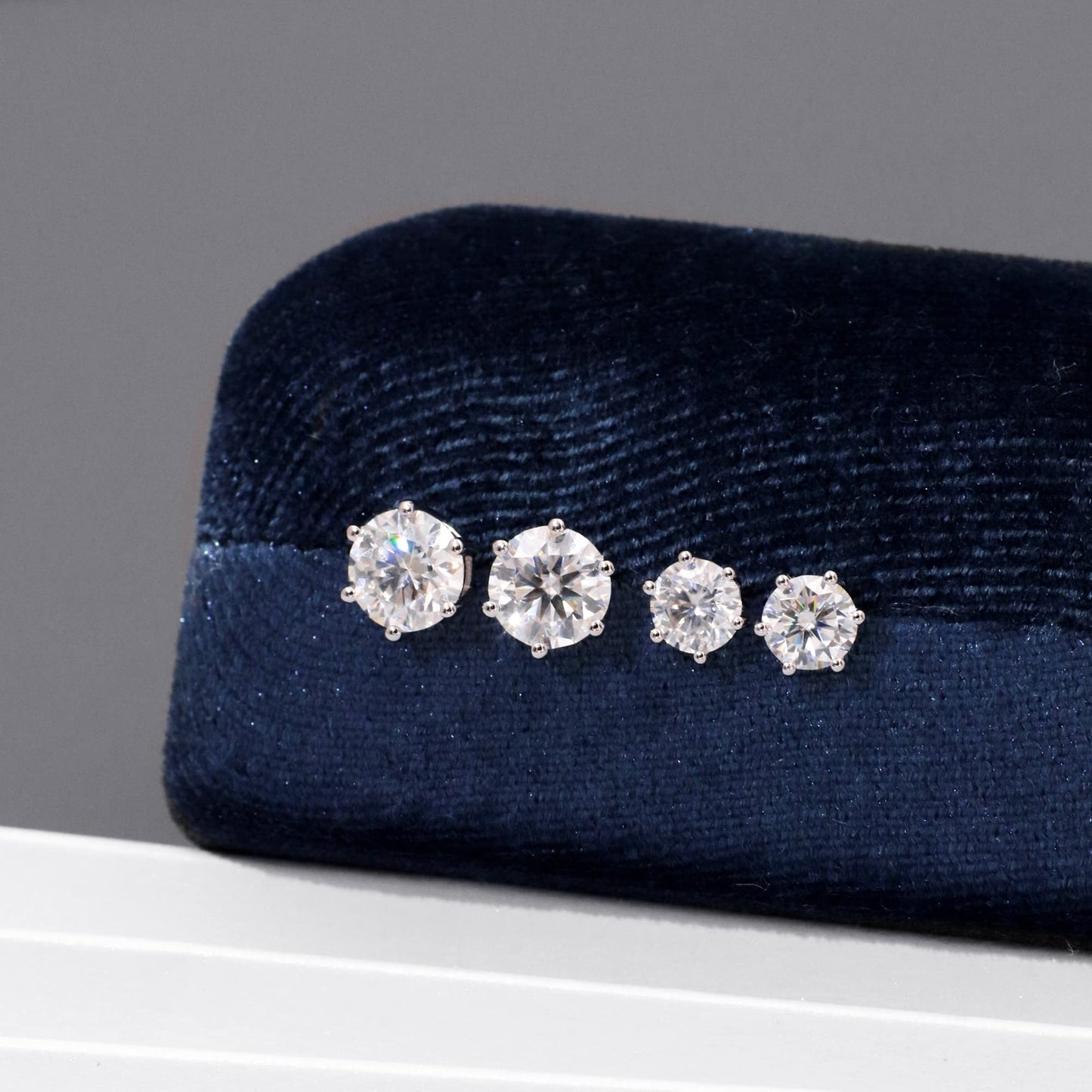 Warm Fortune Moissanite Stud Earrings for Women, 0.5/1.0ct DE VVS Lab Created, 6-Prong Brilliant Round Cut Solitaire, 925 Sterling Silver with 18K White Gold Plated Hypoallergenic