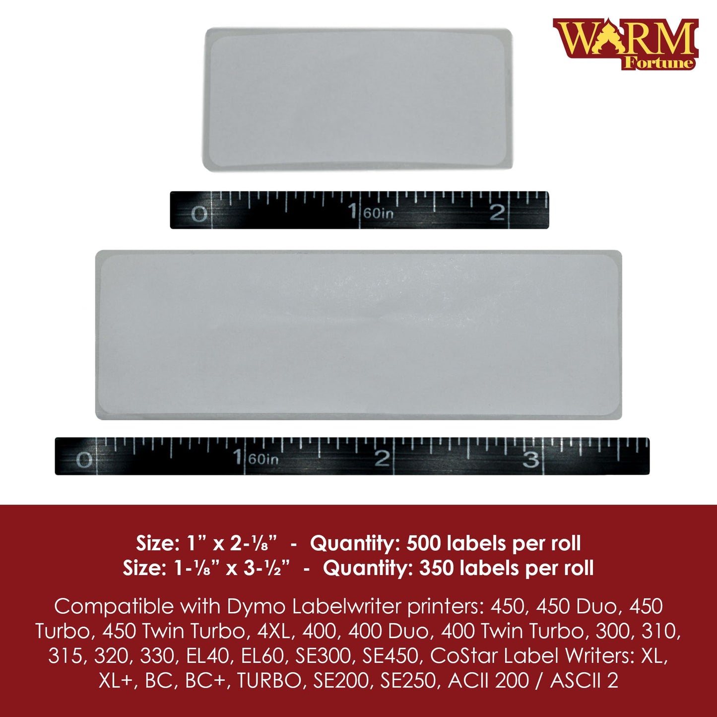 Multipurpose Adhesive White Paper Labels, 21000 Labels Total - 1-⅛”x3-½, 350pcs (1-1/8"x3-1/2", 60, Count)
