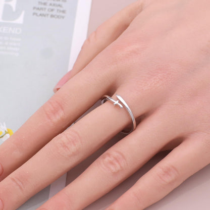 Warm Fortune Open Sword Shaped Promise Ring for Her - 18K Gold Plated Cubic Zirconia, Stackable Gift Valentine's Day, Fashion & Daily Elegant Wear,Adjustable