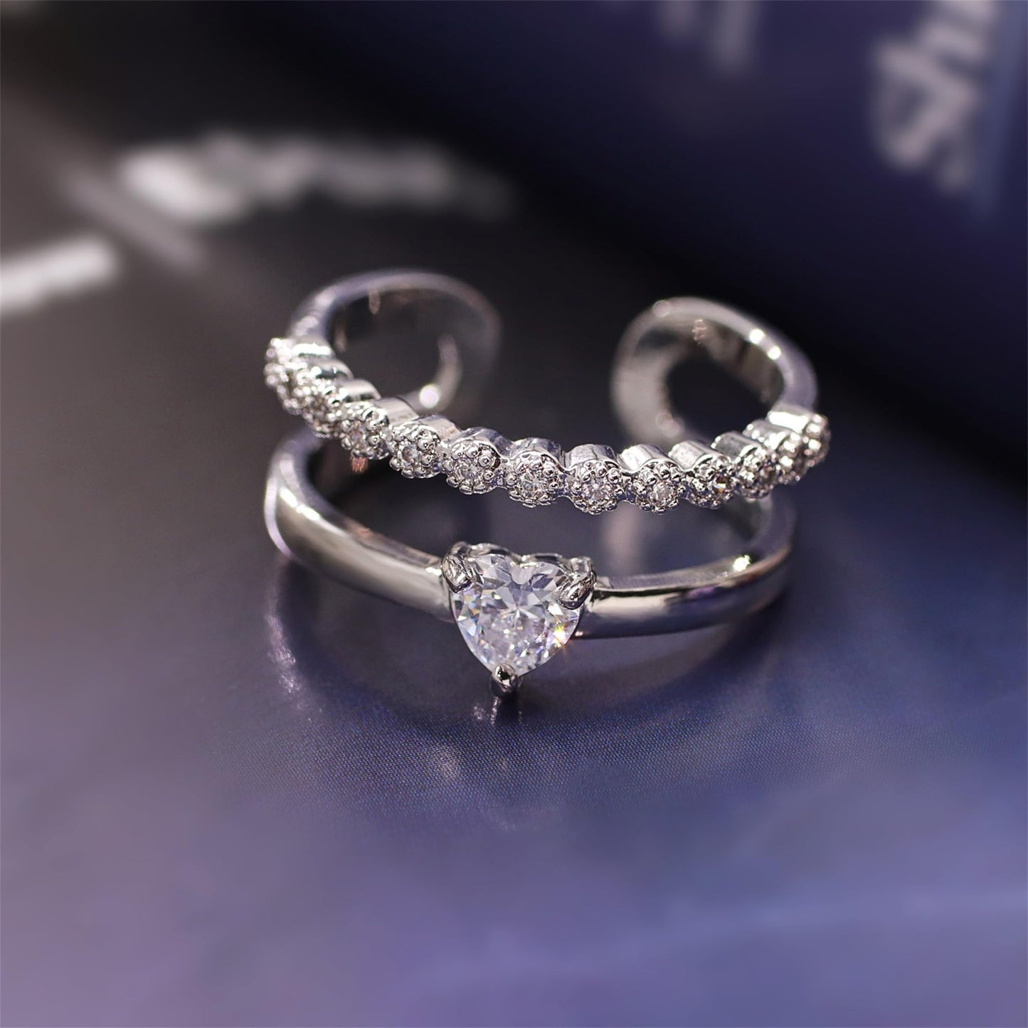 Warm Fortune Mixed-Cut Multi-Stone Wave Promise Ring for Her - 18K Gold Plated Cubic Zirconia, Stackable Valentine Gift Jewelry, Size 5.5-9.5