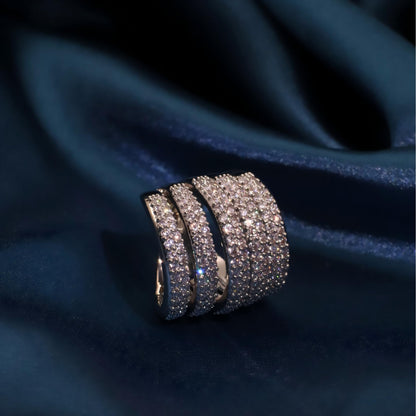 Warm Fortune Gold Plated Cubic Zirconia Band Ring, Hip Hop Street Style For Man or Women Fashion Jewelry