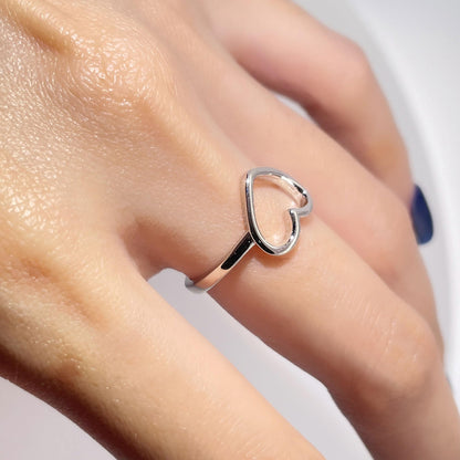 Warm Fortune Open Heart Stackable Band Ring for Women, 18K Gold Plated Dainty Promise Ring, Minimalist Love Statement Jewelry