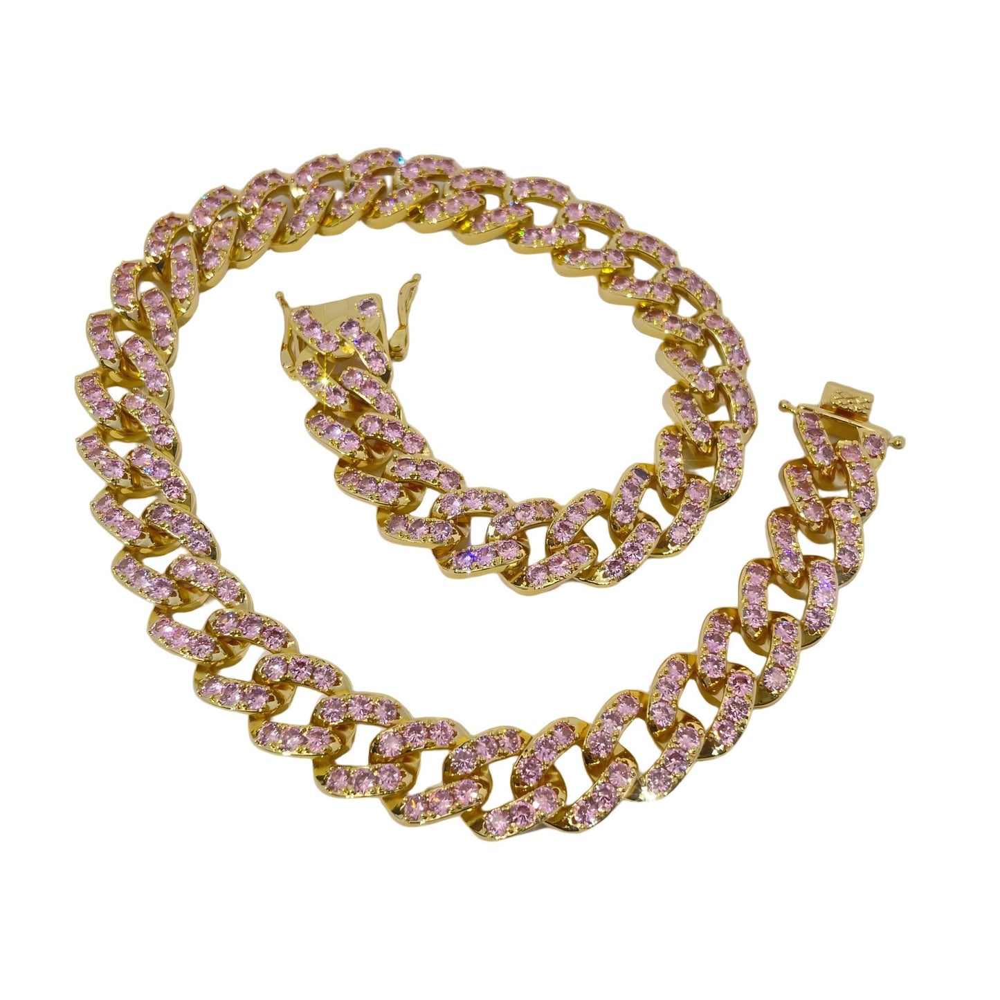 Warm Fortune Cuban Link Chain Necklace,16 Inch Gold Plated Cubic Zirconia, Hip Hop Jewelry for Men Women,Hip Hop Street Style Fashion Jewelry