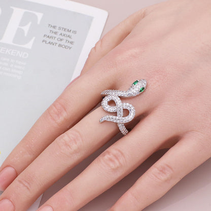 Warm Fortune Snake Promise Ring for Her - 18K Gold Plated Cubic Zirconia, Stackable Gift Valentine's Day, Fashion & Daily Elegant Wear,Size 7-9