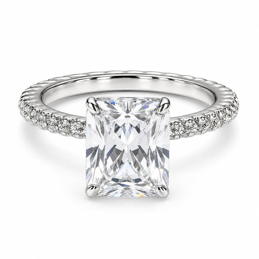 Warm Fortune Radiant Engagement Ring for Women - 18K Gold Plated Cubic Zirconia, Wedding Proposal Gift, Romantic Promise, Size 7
