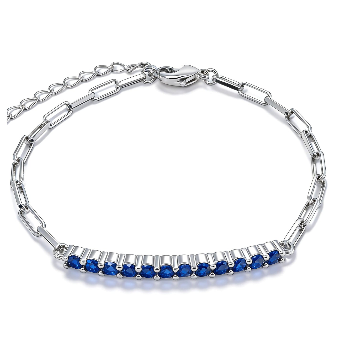 Warm Fortune Round Stone Tennis Bracelet for Women, Silver-Tone Adjustable Link Chain, Dainty Sparkling Jewelry