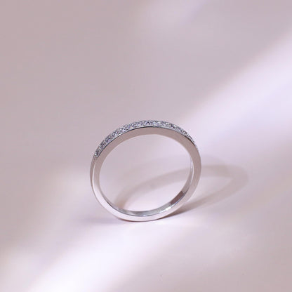 Warm Fortune Half Eternity Ring for Women - 18K Gold Plated Cubic Zirconia, Stackable Wedding Band, Promise & Anniversary Jewelry, Size 6-7.5
