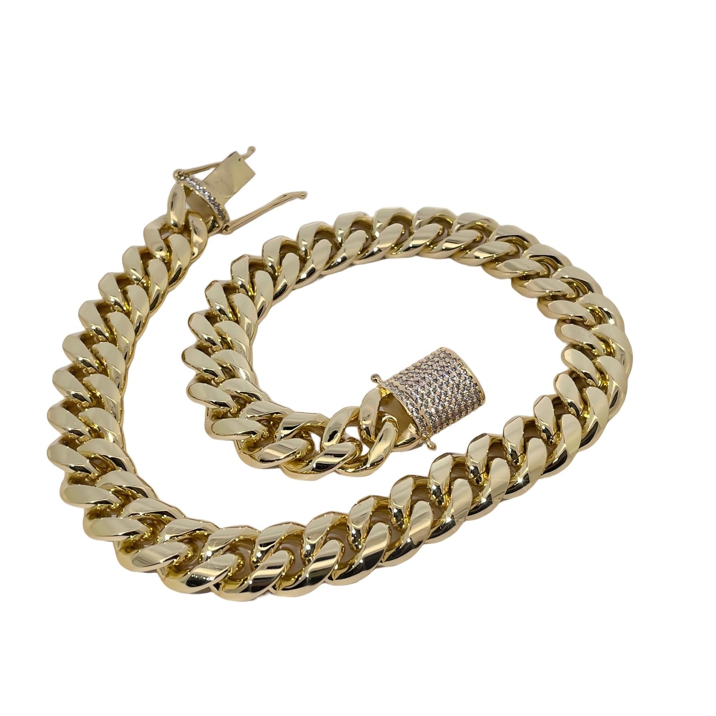 Warm Fortune Cuban Link Chain Necklace,24 Inch Gold Plated Cubic Zirconia, Hip Hop Jewelry for Men Women,Hip Hop Street Style Fashion Jewelry