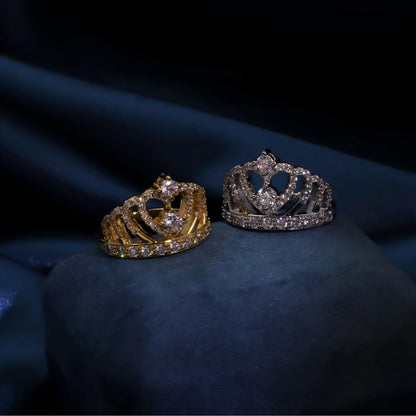 Warm Fortune Gold Plated Cubic Zirconia Band Ring, Hip Hop Street Style For Man or Women Fashion Jewelry