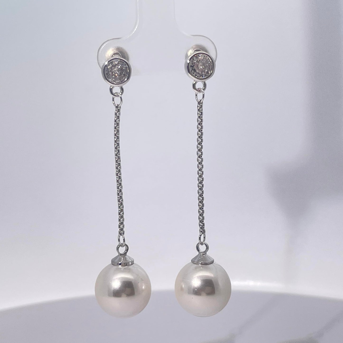 Warm Fortune 18K Gold Plated Pearl & Cubic Zirconia Drop Earrings for Women Hypoallergenic - Valentine's Day, Mother's Day, Birthday Gift for Her