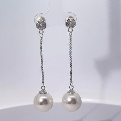 Warm Fortune 18K Gold Plated Pearl & Cubic Zirconia Drop Earrings for Women Hypoallergenic - Valentine's Day, Mother's Day, Birthday Gift for Her
