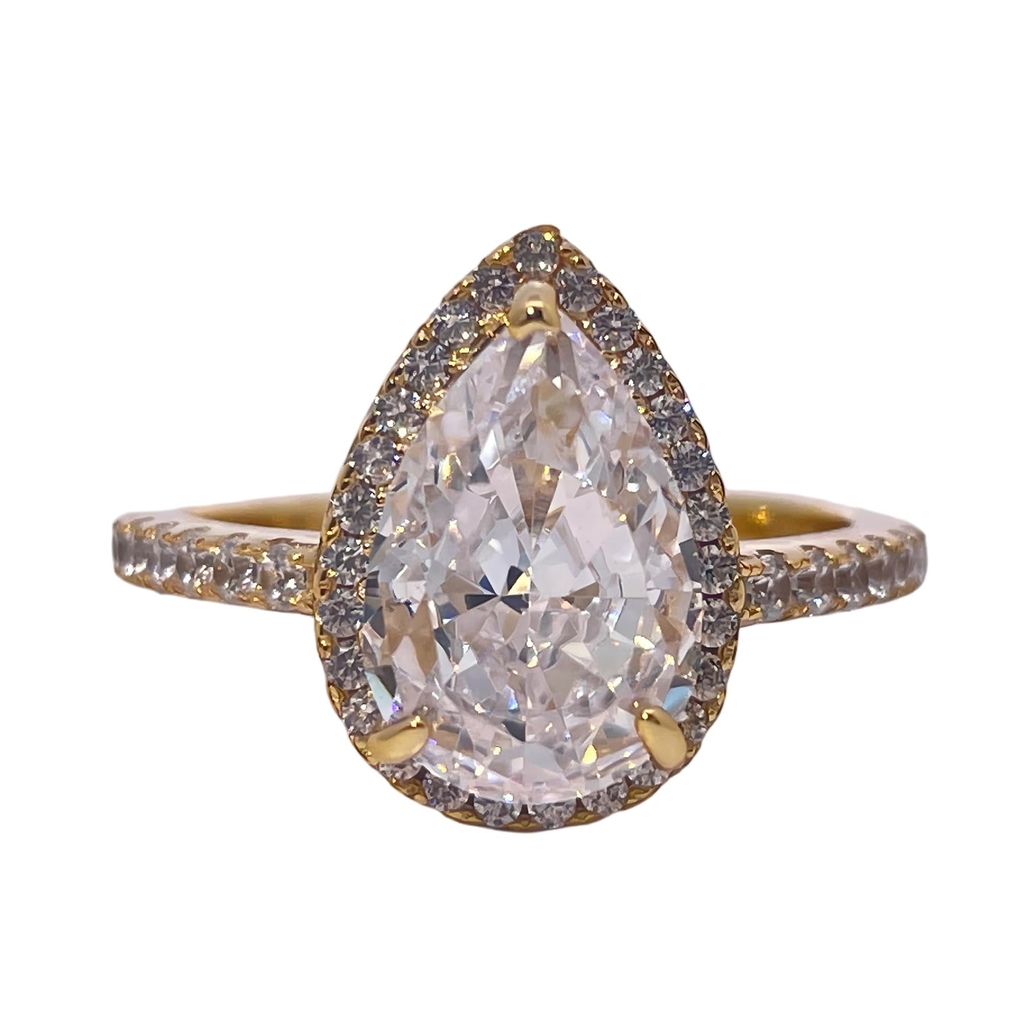 Warm Fortune Cubic Zirconia Engagement Ring for Women, 925 Sterling Silver with 18K Gold Plated Anniversary Ring, Gift for Her Promise Ring