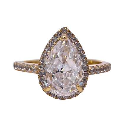 Warm Fortune Cubic Zirconia Engagement Ring for Women, 925 Sterling Silver with 18K Gold Plated Anniversary Ring, Gift for Her Promise Ring